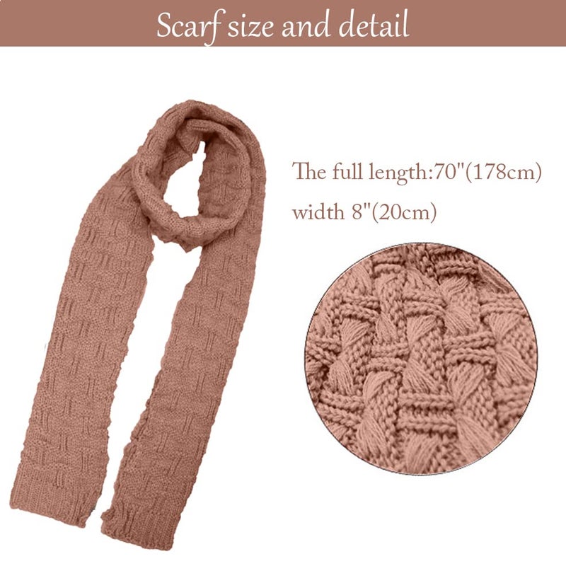 HANERDUN Women Girls Fashion Winter Warm Knitted Hat Beanie Hat Scarf Set Dark Gray - Image 4